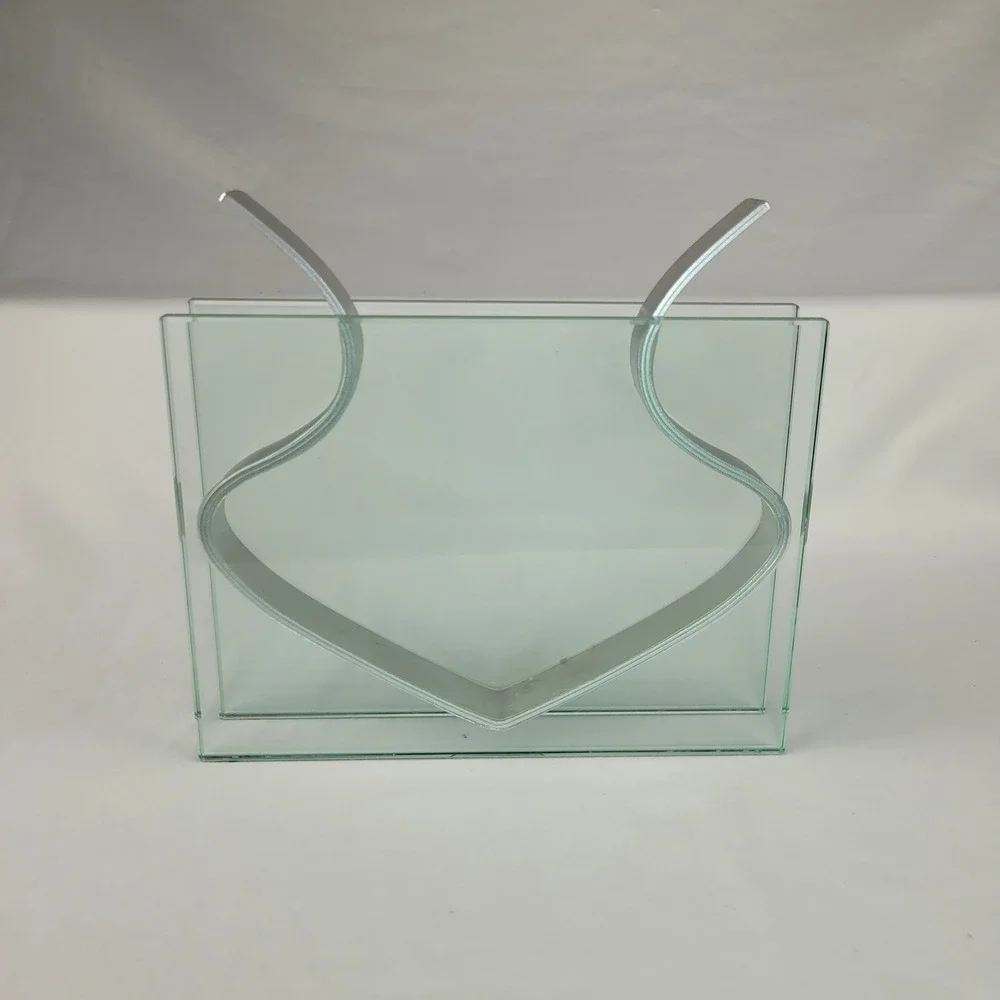 Peter Hewitt MoMA Square Ribbon Vase Glass Anodized Aluminum Modernist Decor